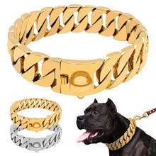 Load image into Gallery viewer, Strong Metal Dog Chain Collars Stainless Steel Pet Training Choke Collar For Large Dogs Pitbull Bulldog Silver Gold Show Collar
