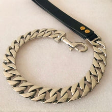 Load image into Gallery viewer, 32mm Pet Leash Stainless Steel Dog Collar Leash Bulldog Pitbull Collar Leash Gold Chain High Quality Trainning Large Dog Lead
