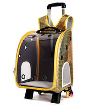 Load image into Gallery viewer, Pet Dog Trolley Backpack Portable Outdoor Cat Dog Carrier Bag Travel Wheeling Suitcase For Pet Travel Transparent Case
